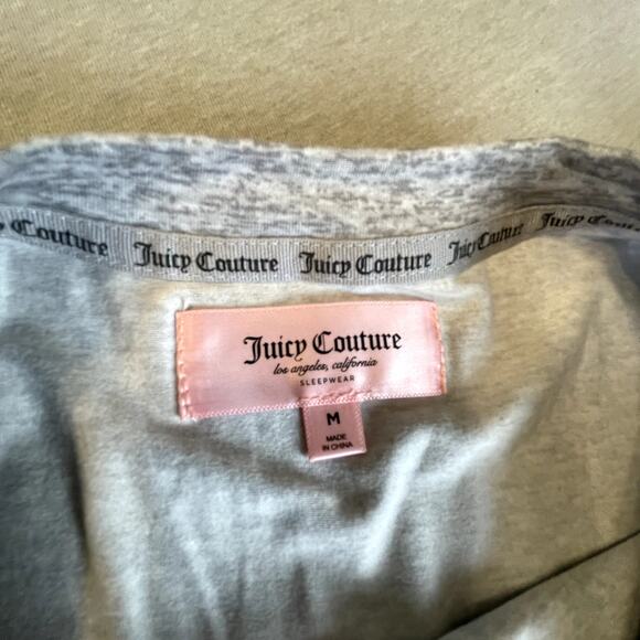 Juicy Couture Pajamas Gray Top Blue Pants All-Over Logo Crown M - Picture 5 of 6